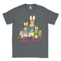 Charcoal Heather easter bunny family wıth carrots and eggs Classic Tee - AdoDesignShop