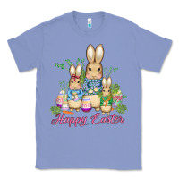Colony Blue easter bunny family wıth carrots and eggs Classic Tee - AdoDesignShop