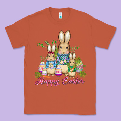 Easter Bunny Family Wıth Carrots And Eggs Classic Tee Designed By Adodesignshop