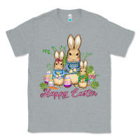 Heather Grey easter bunny family wıth carrots and eggs Classic Tee - AdoDesignShop