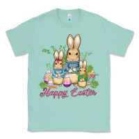 Seafoam easter bunny family wıth carrots and eggs Classic Tee - AdoDesignShop