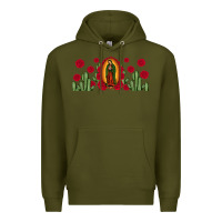 Army Green lady of Guadalupe cactus rose Premium Hoodie - JahusDesignShop