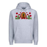 Heather Grey lady of Guadalupe cactus rose Premium Hoodie - JahusDesignShop