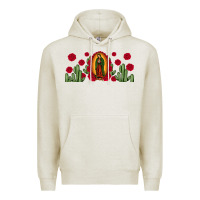 Oatmeal Heather lady of Guadalupe cactus rose Premium Hoodie - JahusDesignShop