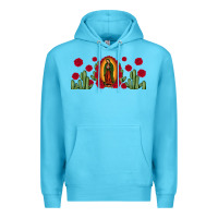 Ocean Blue lady of Guadalupe cactus rose Premium Hoodie - JahusDesignShop