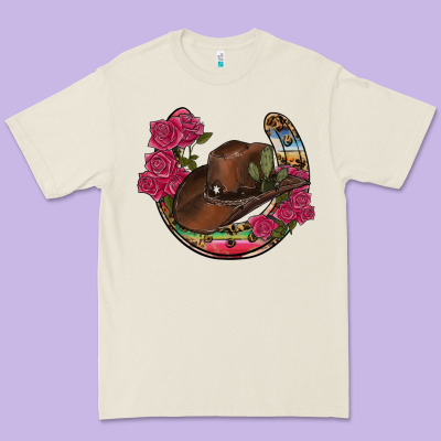 Western Serape Horseshoe Premium Tee Designed By Ranaportraitstore