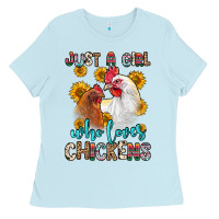 Baby Blue just a girl who loves chickens Ladies Tee - Zillion Design Studio