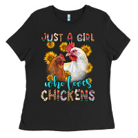 Black just a girl who loves chickens Ladies Tee - Zillion Design Studio
