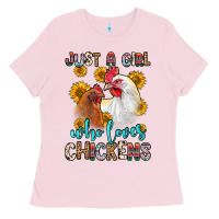 Bubblegum Pink just a girl who loves chickens Ladies Tee - Zillion Design Studio