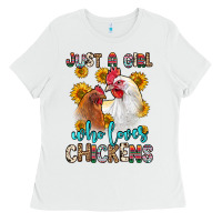 White just a girl who loves chickens Ladies Tee - Zillion Design Studio