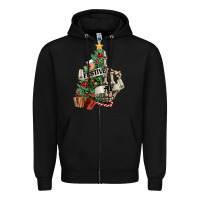 Black Festive af Christmas middle finger Zipper Hoodie - NancyCooperArtShop