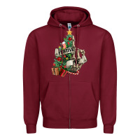 Burgundy Festive af Christmas middle finger Zipper Hoodie - NancyCooperArtShop