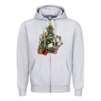 Heather Grey Festive af Christmas middle finger Zipper Hoodie - NancyCooperArtShop