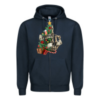 Navy Festive af Christmas middle finger Zipper Hoodie - NancyCooperArtShop