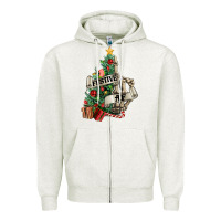 Oatmeal Heather Festive af Christmas middle finger Zipper Hoodie - NancyCooperArtShop
