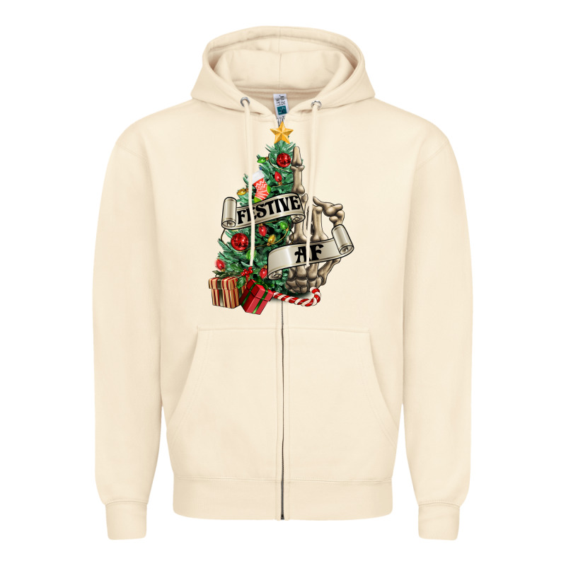 Festive Af Christmas Middle Finger Zipper Hoodie by NancyCooperArtShop | Teevron