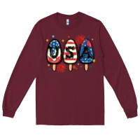 Burgundy usa popsicles Long Sleeve Tee - MaliasSmallBusiness