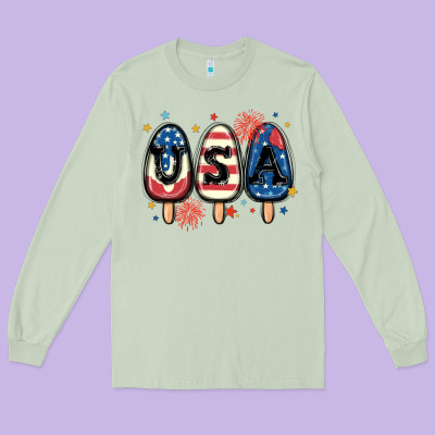 Usa Popsicles Long Sleeve Tee Designed By Maliassmallbusiness