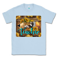 Dusty Blue Western Teacher Pencil With Sunflowers Classic Tee - LillyAllenDesigns