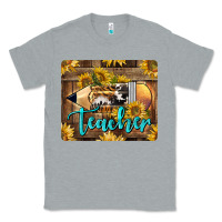 Heather Grey Western Teacher Pencil With Sunflowers Classic Tee - LillyAllenDesigns