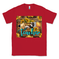 Red Western Teacher Pencil With Sunflowers Classic Tee - LillyAllenDesigns