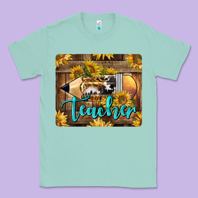 Western Teacher Pencil With Sunflowers Classic Tee Designed By Lillyallendesigns