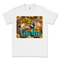 White Western Teacher Pencil With Sunflowers Classic Tee - LillyAllenDesigns