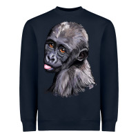 Navy Baby Gorilla Head Heavyweight Sweatshirt - LillyAllenDesigns