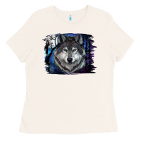 Bone wolf and full moon Ladies Tee - RanaPortraitStore