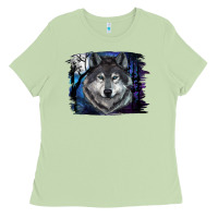 Matcha wolf and full moon Ladies Tee - RanaPortraitStore