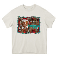Cream all i want for christmas is a cow longhorn Heavy Core Tee - RanaPortraitStore