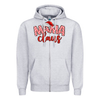 Heather Grey Mama Claus Zipper Hoodie - MaliasSmallBusiness