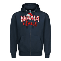 Navy Mama Claus Zipper Hoodie - MaliasSmallBusiness