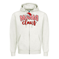 Oatmeal Heather Mama Claus Zipper Hoodie - MaliasSmallBusiness