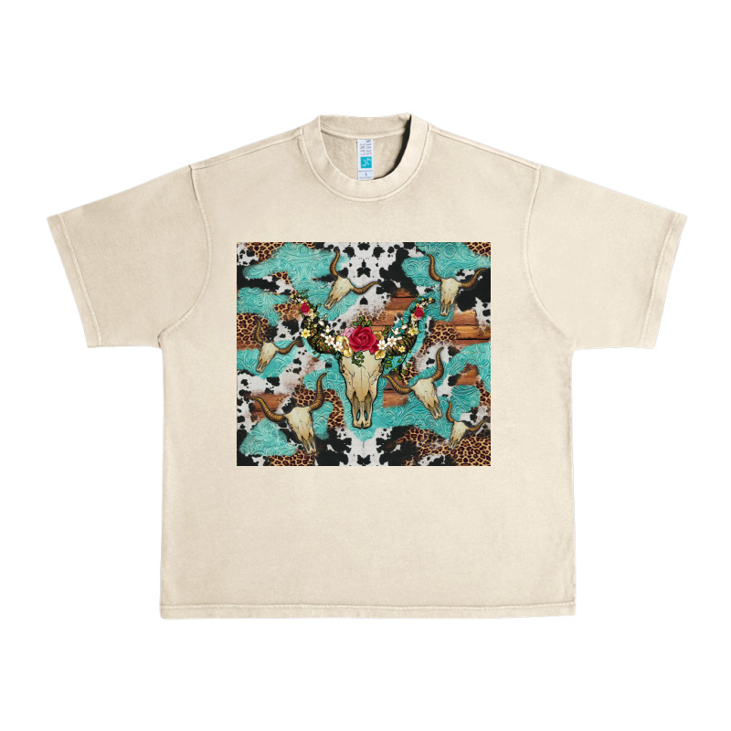 Bull Skull Flowers Cowhides And Leopard Urban Heavy Tee by Artiststas | Teevron