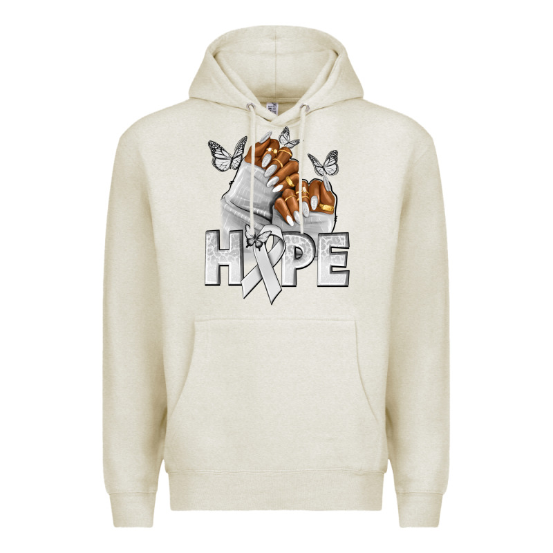 Hope White Ribbon Lung Cancer Nails Premium Hoodie by NancyCooperArtShop | Teevron