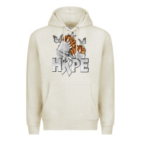 Oatmeal Heather hope white ribbon lung cancer nails Premium Hoodie - NancyCooperArtShop