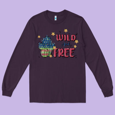 Wild And Free Long Sleeve Tee Designed By Maliassmallbusiness