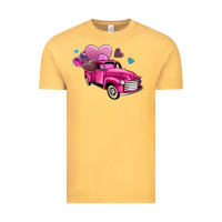 Vintage Mustard truck with hearts Vintage Tee - AdoDesignShop