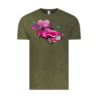 Vintage Olive truck with hearts Vintage Tee - AdoDesignShop