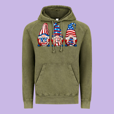 Usa Fourth Of July Gnomes Vintage Hoodie Designed By Ranaportraitstore