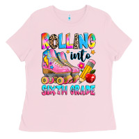 Bubblegum Pink rolling into sixth grade Ladies Tee - texasbilliewilder