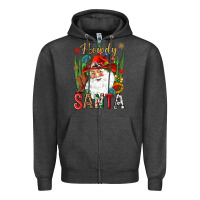 Charcoal Heather Howdy Santa Zipper Hoodie - NancyCooperArtShop