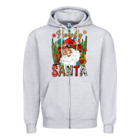 Heather Grey Howdy Santa Zipper Hoodie - NancyCooperArtShop