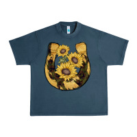 Midnight Navy horseshoe sunflower camouflage Urban Heavy Tee - AdoDesignShop