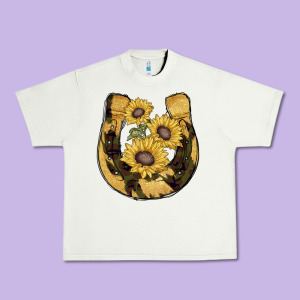 Horseshoe Sunflower Camouflage Urban Heavy Tee Designed By Adodesignshop