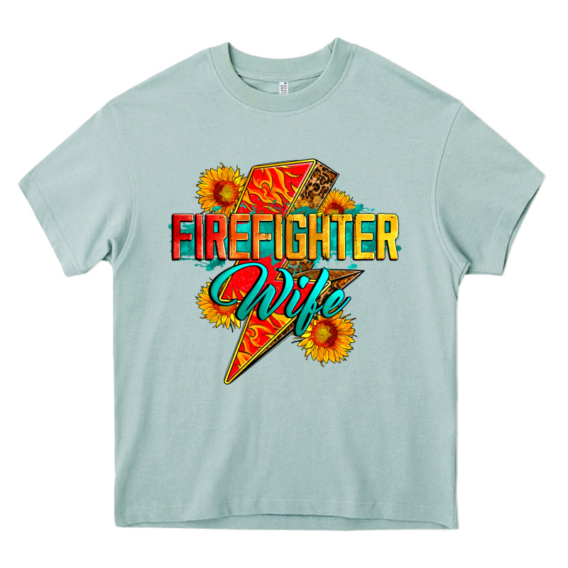 Firefighter Wife With Lightning Bolt Heavy Core Tee by Zillion Design Studio | Teevron