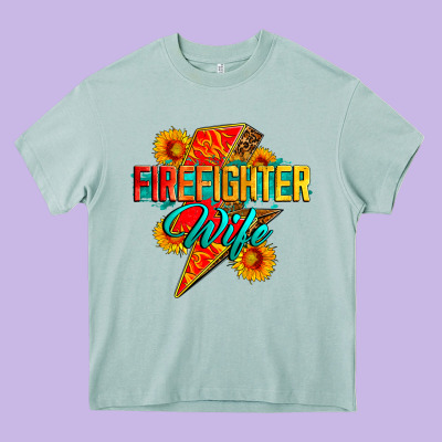 Firefighter Wife With Lightning Bolt Heavy Core Tee Designed By Zillion Design Studio