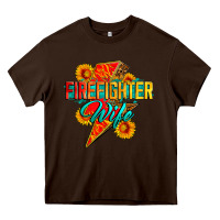 Chocolate Brown firefighter wife with lightning bolt Heavy Core Tee - Zillion Design Studio