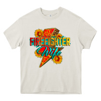 Cream firefighter wife with lightning bolt Heavy Core Tee - Zillion Design Studio